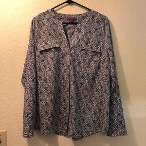 Snake Skin Pattern Button Down Blouse